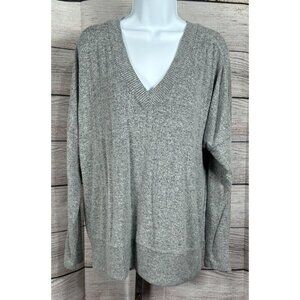 Buffalo David Bitton Women’s V-Neck Long Sleeve Sweater Gray Size Large Stretch